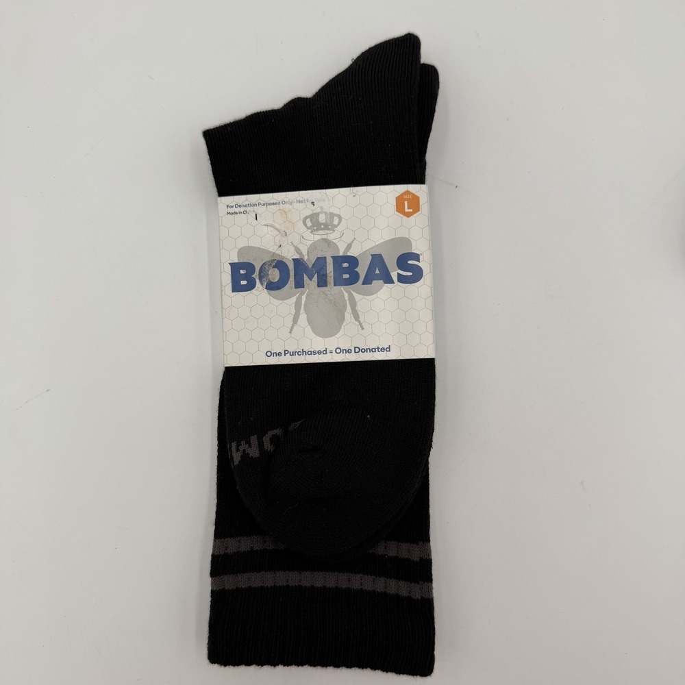 Bombas Socks Mens Size‎ Large Black Calf Honeycomb Arch Support New